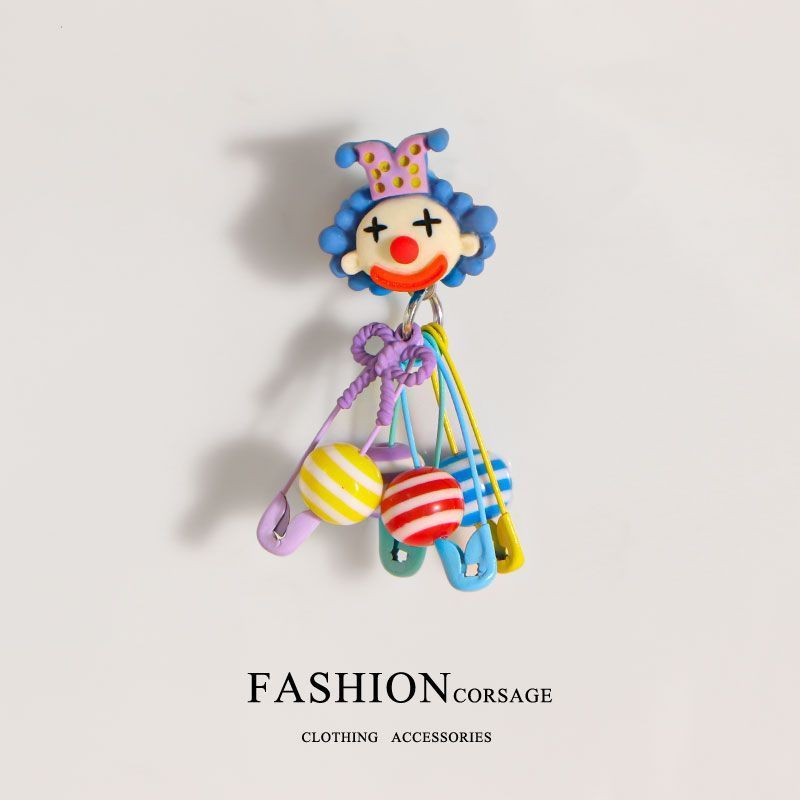 Niche Design Clown Pin Brooch Fun Circus Cute Academy Style Quirky Clothing Badge Decoration Accessory_voghion.com