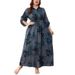Robe d'été grande taille tendance, imprimé floral, col en V, coupe trapèze, mi-longue, en mélange de coton et lin respirant, élégante tunique décontractée, tenue de vacances_voghion.com