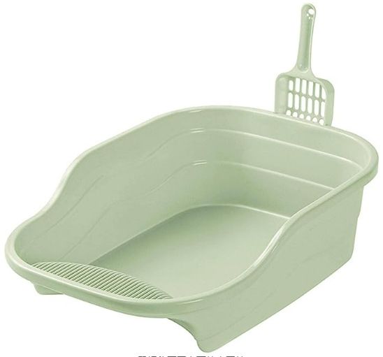 Thermoformed Plastic Large Size With Lid Easy-to-Clean Cat Litter Box Round Pet Toilet Set_voghion.com