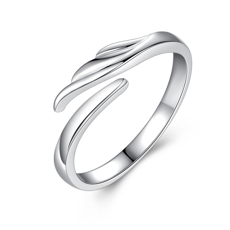 Anelli di coppia con ali d'angelo Anelli aperti placcati in argento per uomo e donna Anelli regalo giapponesi e coreani per San Valentino_voghion.com