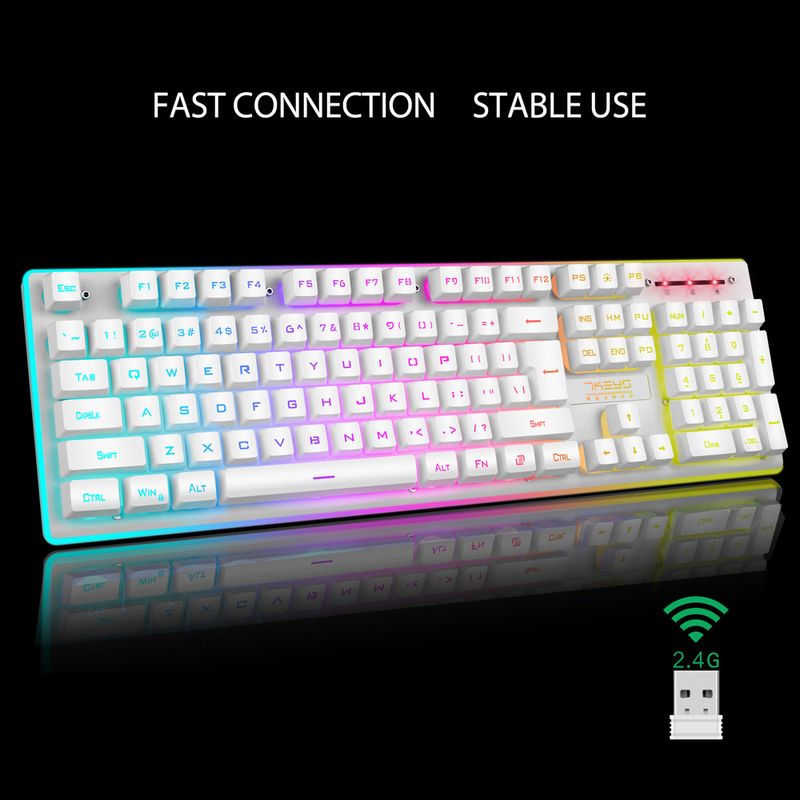 Membrane Wireless 2.4G Illuminated Keyboard Suitable For Desktop Laptop Gaming Office_voghion.com