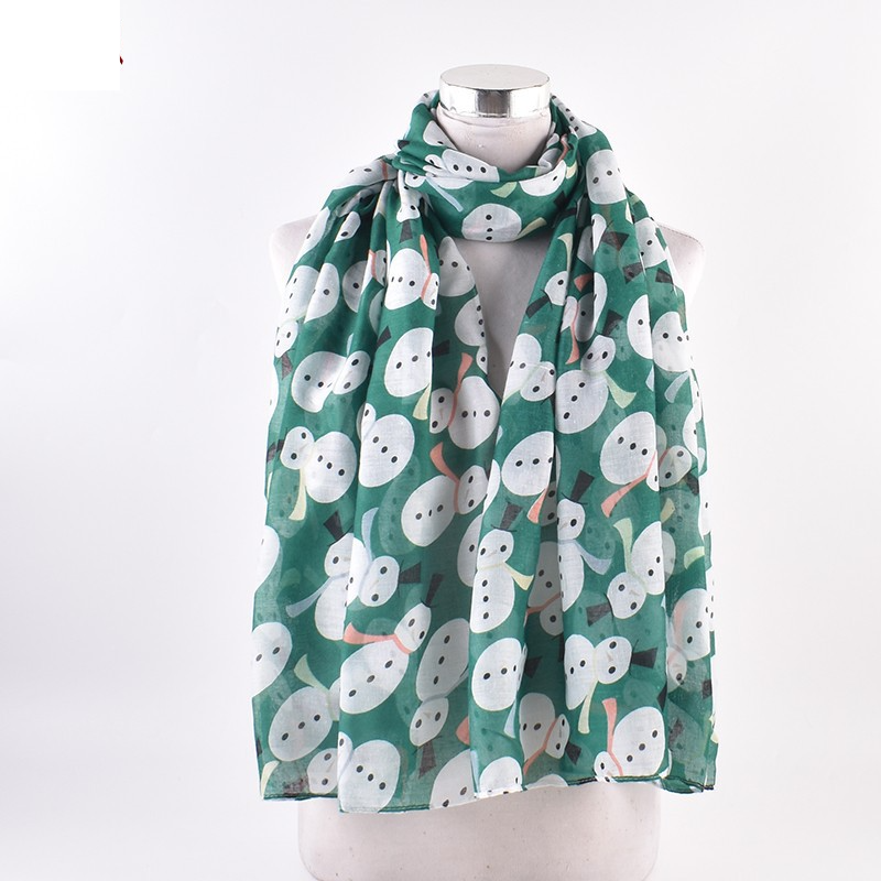 Winter fashion printed premium Balinese Christmas scarf Snowflake snowman shawl_voghion.com