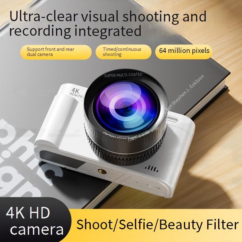 V5 Retro CCD Digital Camera With Flip Screen, 48MP HD Selfie Camera, 18x Optical Zoom, Wide Angle & Macro For Students & Travel_voghion.com