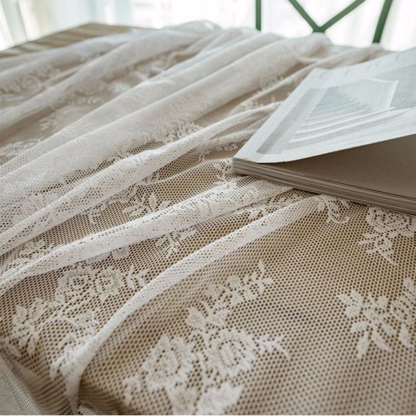 Wave Lace Tablecloth – Polyester Round Table Cover For Farmhouse & Nordic Decor, Anti-Slip, Multiple Sizes Cream White Unhemmed Design_voghion.com