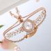 New Women's With Rhinestones, Small Dial, Slim Bracelet, Adjustable Strap, Fashionable Quartz Watch_voghion.com