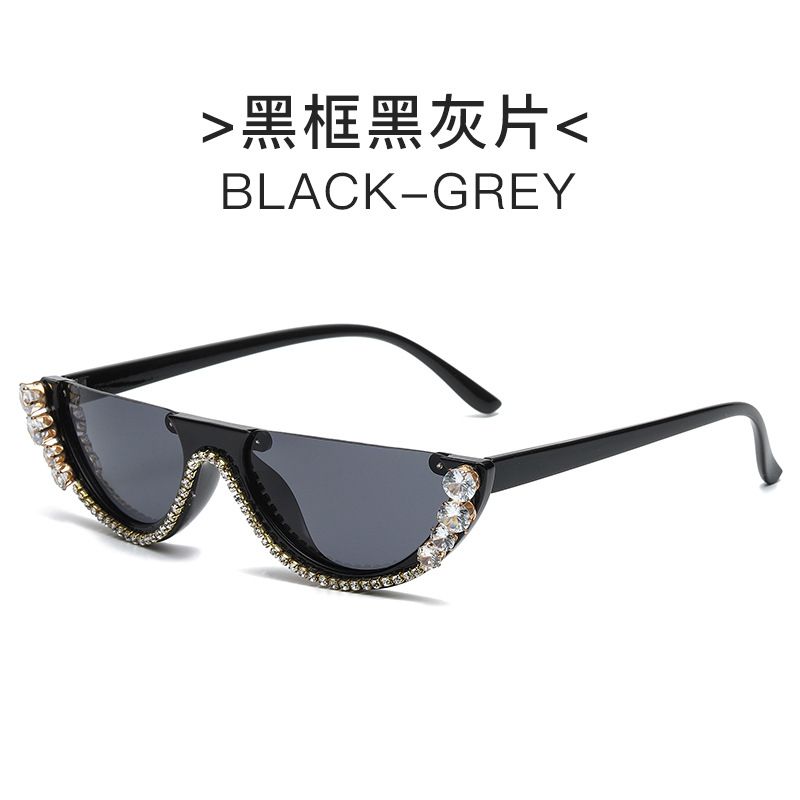 Jaunas modes kaķa acs pusrāmja saulesbrilles ar dimantu inkrustētas brilles rhinestone ins net sarkanas tādas pašas ielas stila saulesbrilles_voghion.com