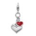 Amore La Vita Sterling Silver Rhodium-plated Polished 3-D Red Enameled Double Heart Charm With Fancy Lobster Clasp_voghion.com