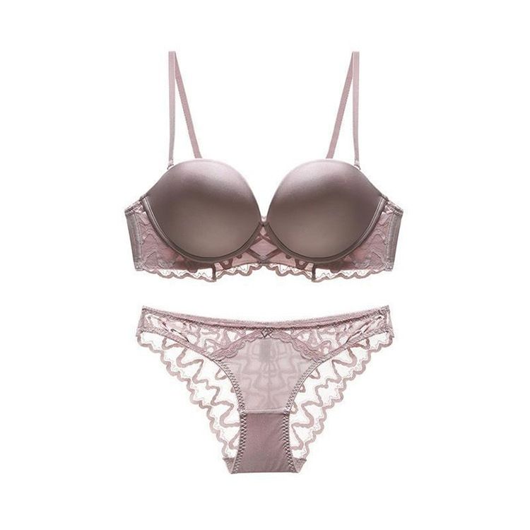 Intimo da donna, sexy, sottile, con anello in acciaio morbido, grande U, liscio, bellissimo, reggiseno push-up in pizzo, piccolo seno._voghion.com