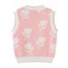 Girls' Floral Jacquard Knit Vest - Soft Cotton Cardigan For Toddlers & Kids (80-140cm) - Pink & Blue_voghion.com
