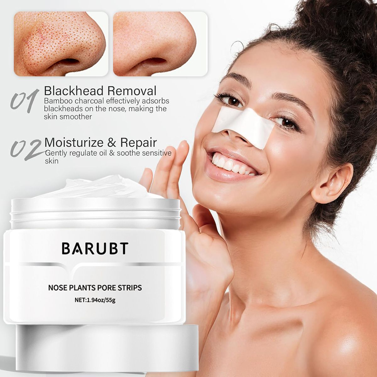 BARUBT Strips Remove Blackheads Acne Cleansing Nose Mask Gentle Peel Off Improve Pores_voghion.com