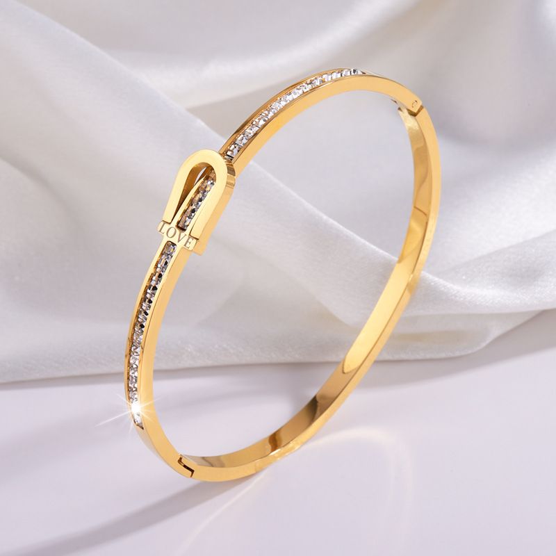 Unisex Stainless Steel Niche Light Dia Studded Versatile Bracelets Vacuum Plating No Fading High End Fashion Jewelry_voghion.com