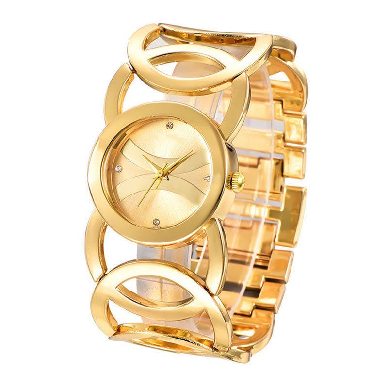 Yamaler Women Shiny Rhinestone Stainless Steel Bangle Bracelet Dress Quartz Wrist Watch_voghion.com