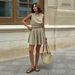 Kadın Giyim Yuvarlak Yaka Yelek Pileli Etek Takım Elbise Rahat Kısa Etek Günlük Takım Elbise Kadınlar İçin_voghion.com