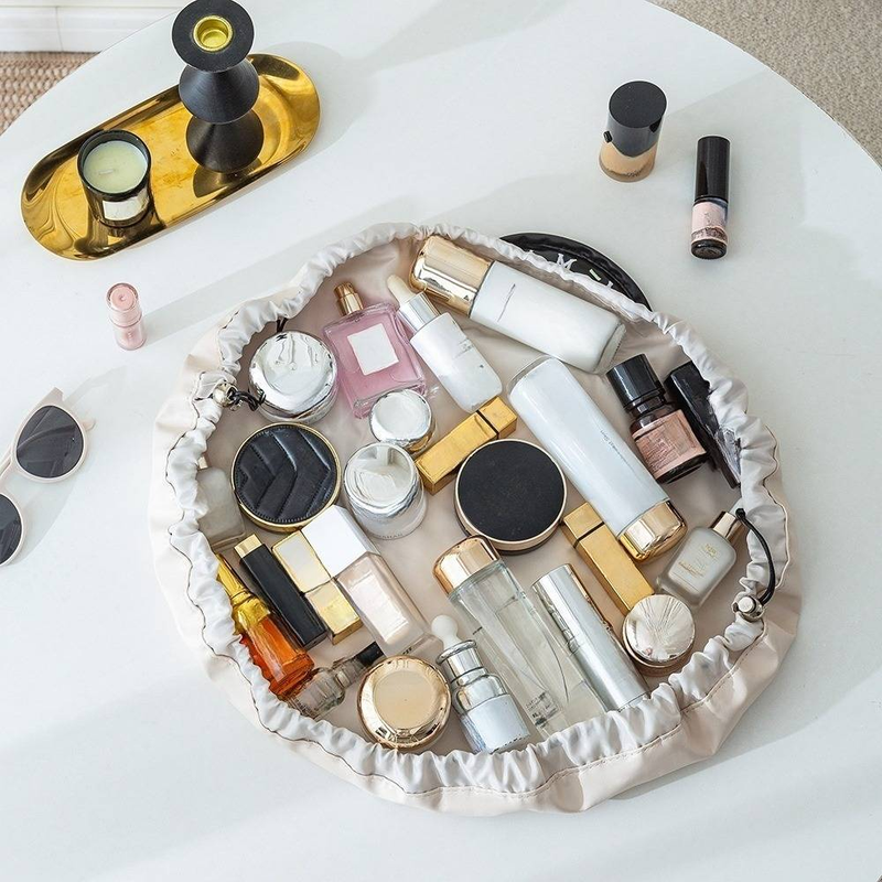 High End Light Luxury Lazy Cosmetic Bag Lazy Toiletry Bag Travel Bag Large Capacity Drawstring Waterproof Portable Storage Bag_voghion.com