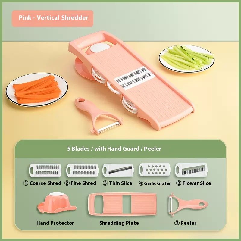 8-in-1 Multi-Functional Vegetable Slicer Set - Stainless Steel Blades With Finger Guard (Compact, Dishwasher Safe, Modern Colors)_voghion.com