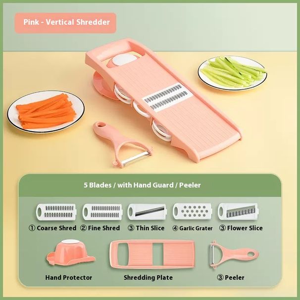 8-in-1 Multi-Functional Vegetable Slicer Set - Stainless Steel Blades With Finger Guard (Compact, Dishwasher Safe, Modern Colors)_voghion.com
