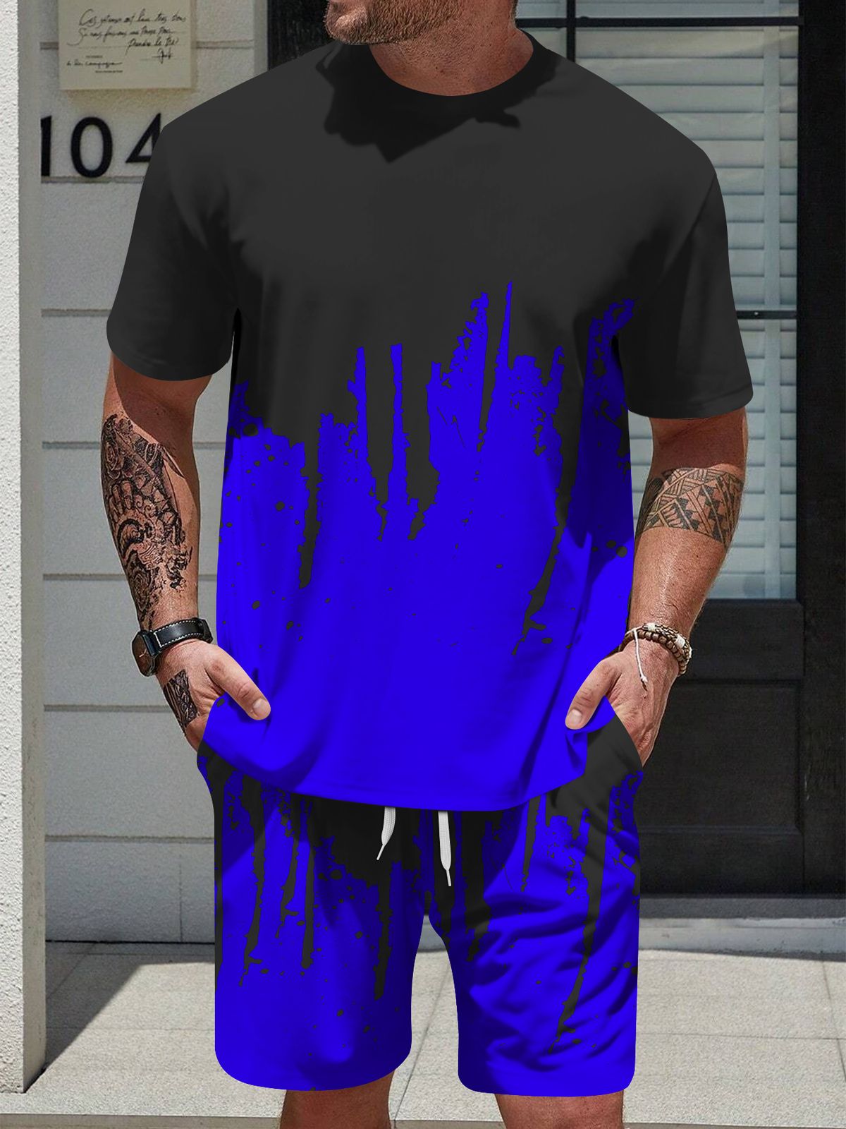 3D Digital Printed Men's Casual Short Sleeve And Shorts Set_voghion.com