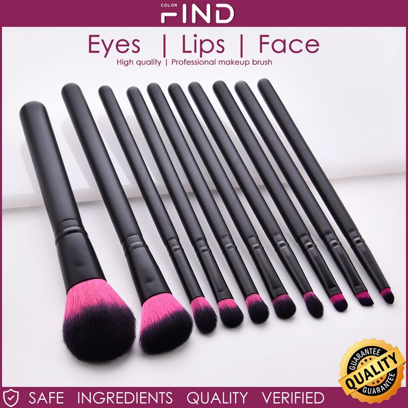 Set di pennelli per trucco professionale nero da 10 pezzi Set da viaggio di alta qualità Vendite dirette in fabbrica_voghion.com