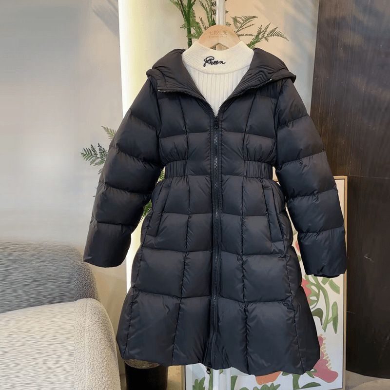 Nuova giacca invernale in cotone caldo e spesso con cappuccio in stile coreano per ragazze, lunga e imbottita_voghion.com