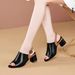 2025 Fish Mouth Color Blocked Open One Button Strap For Women's New Outdoor Versatile Coarse Heel Sandals_voghion.com