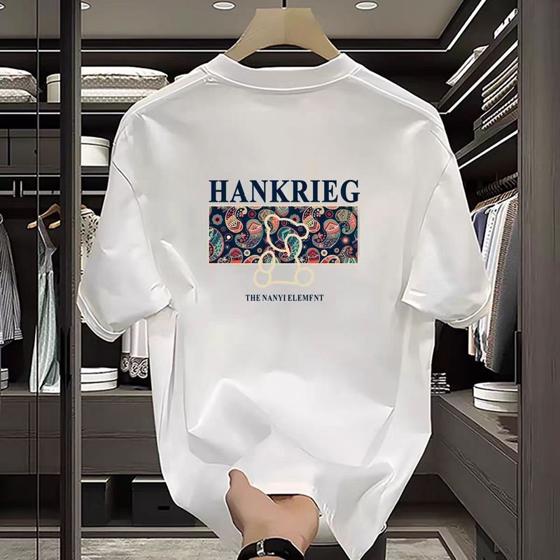 2025 Yaz Yüksek Son Yeni Kısa Kollu Erkekler İçin, İnce Baskı, İpek Pamuklu Baskılı Yarım Kol_voghion.com
