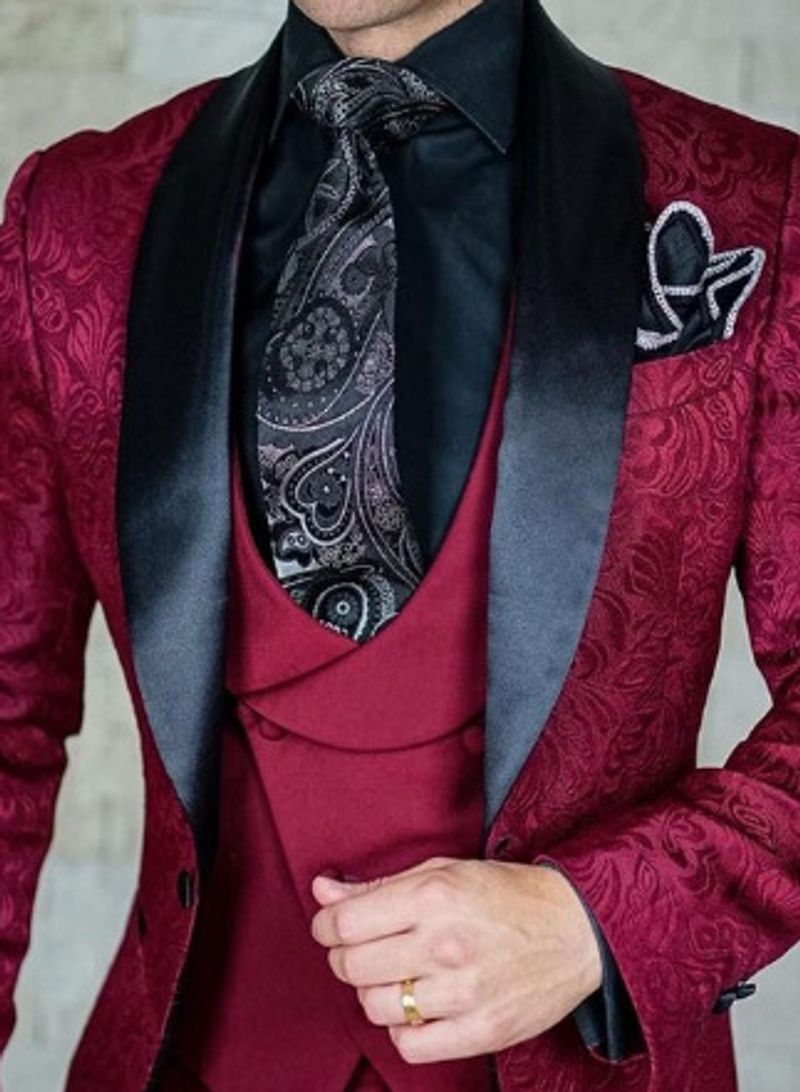 Men's suit jacquard iris plus-size business casual suit three-piece bridegroom best man wedding_voghion.com