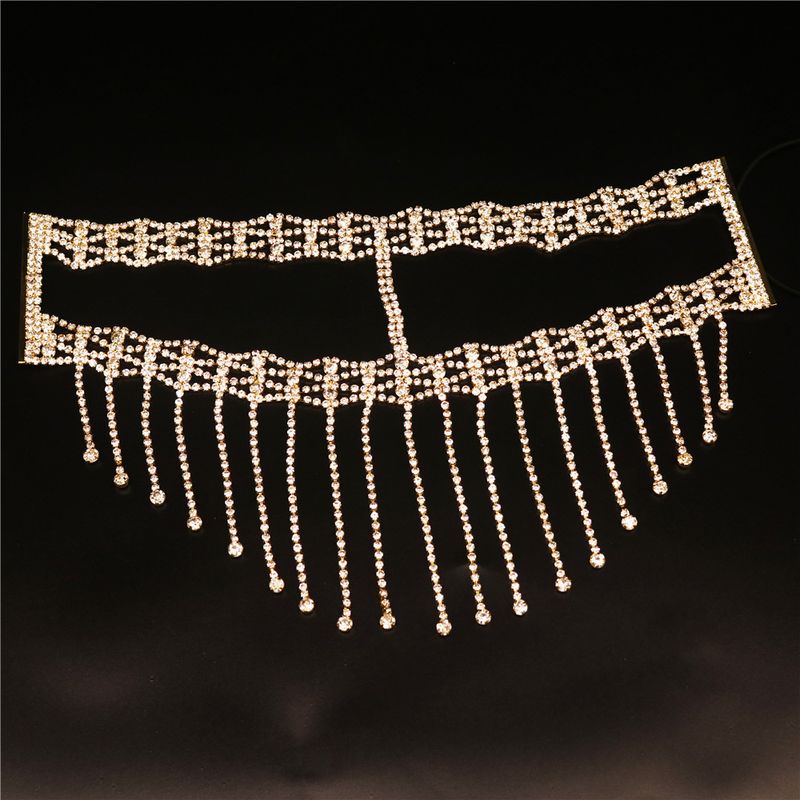 Belly Sexy Diamond Chain Veil Stage Nightclub Indian Dance Mask Western Region Style Headdress Girl_voghion.com