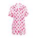 Damen-Pyjama-Set mit rosa Liebesdruck, kurzärmeliges Shorts-Zweiteiler-Set aus Kunstseide, zweiteiliges Set zum Tragen zu Hause_voghion.com