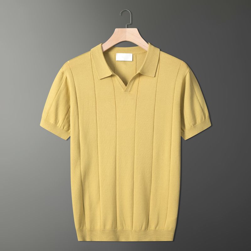 Ropa para hombre, camiseta de punto de moda, polo de manga corta transpirable de verano, camiseta holgada de media manga_voghion.com