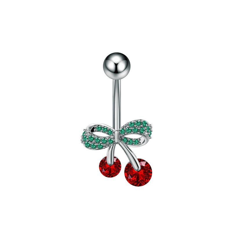 Women's Jewelry Cherry Pearl Moon Arrow Through The Heart Zircon Belly Button Ring Stainless Steel Zircon Belly Button Nail_voghion.com