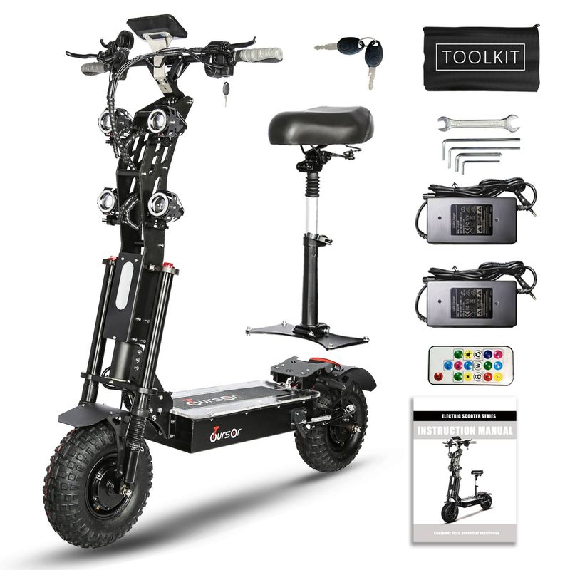 Patinete eléctrico plegable X14 con motor dual de 10 000 W, batería de 72 V y 40 Ah, neumáticos de 14 pulgadas, velocidad máxima de 65 mph y alcance de 75 millas con pantalla LCD_voghion.com