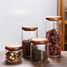 Japanese Style Round Lid Transparent Glass Sealed Jar For Coffee Beans Powder Tea Leaves Dry Fruits Chse Herbal_voghion.com