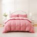 Nordisches geometrisches Bettbezug-Set – 3-teilige Jacquard-Bettwäsche mit altrosa Rautenmuster, Spannbettlaken-Stil_voghion.com