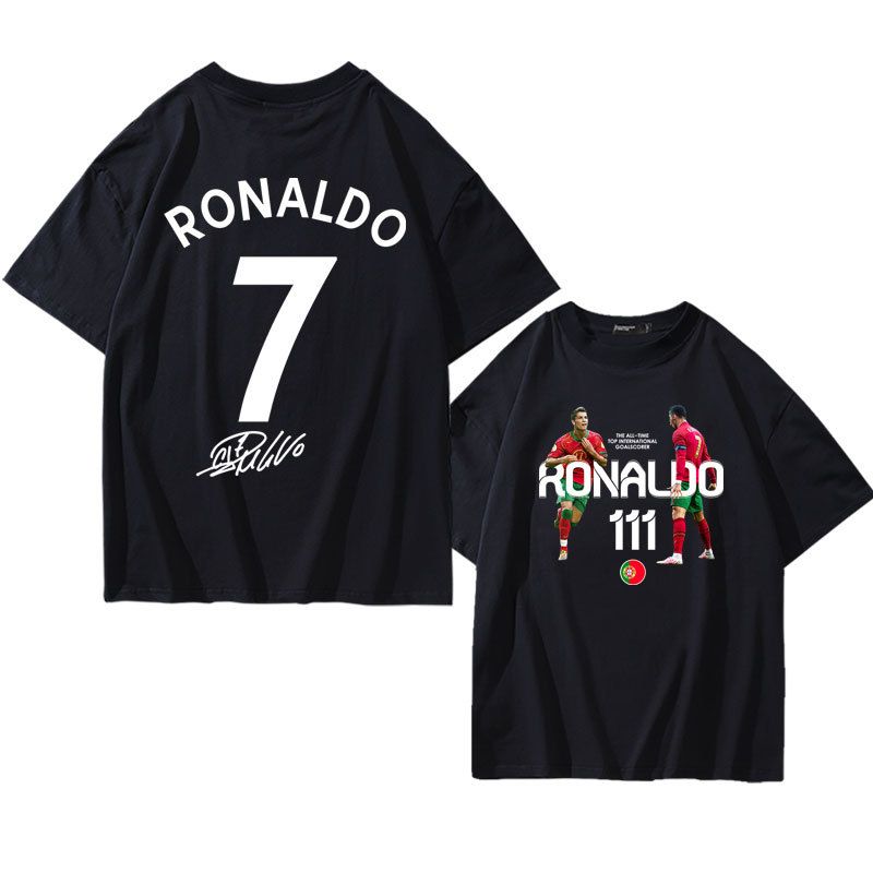 Football Club Cristiano Ronaldo 111 Pure Cotton Short sleeved T-shirt with Double sided Printing for Summer_voghion.com