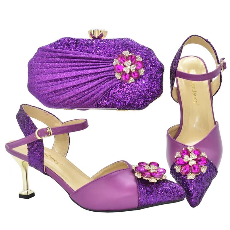 Fashion design stiletto sandals with dinner bag set rhinestone evening clutch bag_voghion.com