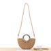 Borsa a mano minimalista in rafia semicircolare - Borsa da spiaggia intrecciata con conchiglie naturali, borsa a tracolla boho chic per donna_voghion.com
