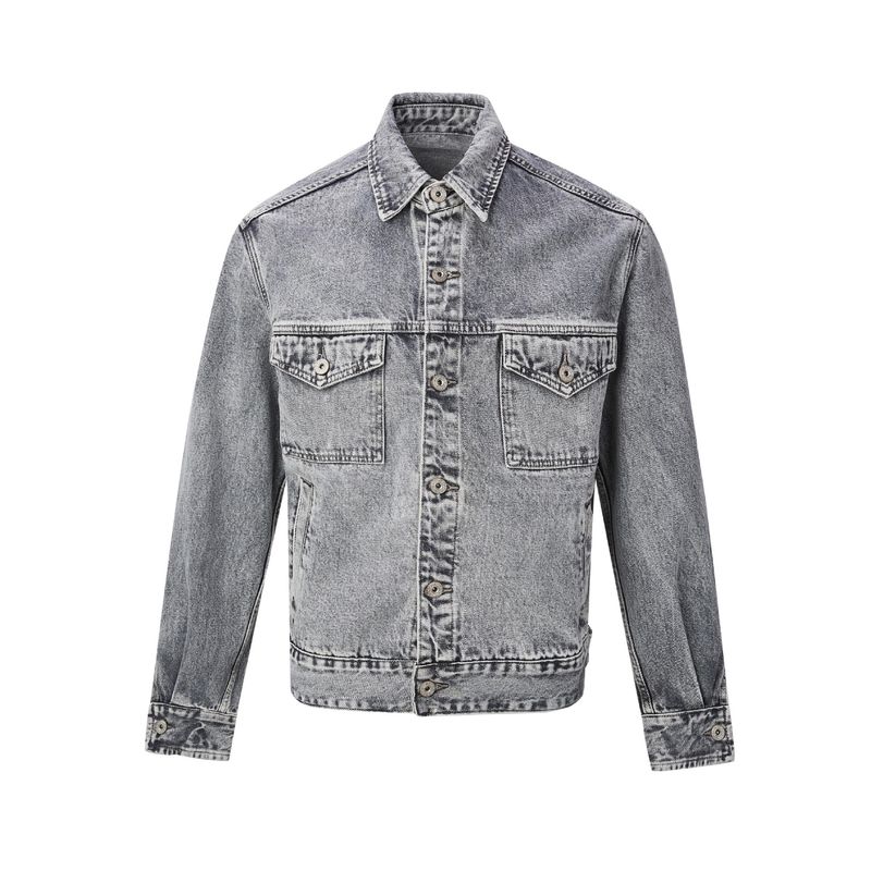 Herren Vintage Washed Denim Jacke - Streetwear Oversized Casual Coat für den Frühling (Hellschwarz, Hellbraun)​_voghion.com