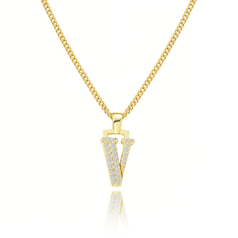 Joyería para hombres y mujeres, colgante de letra de diamante simple y de alta gama, collar de letra de diamante, colgante de alta gama de moda_voghion.com