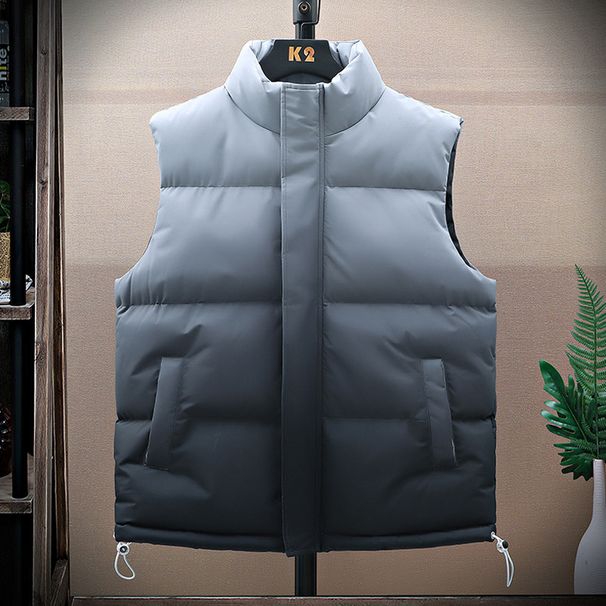 Herrenbekleidung Ärmellose Weste mit Farbverlauf für Herren – Warme, gesteppte Streetwear-Jacke mit Stehkragen und Reißverschluss für den Winter (Grau-Schwarz/Weiß-Grau/Weiß-Pink)_voghion.com