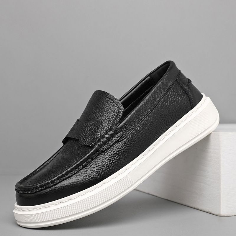 ShoeVault Top Layer Cowhide Men's Genuine Loafers Slip-On Driving Wear-Resistant Moccasins Casual Leather Shoes_voghion.com