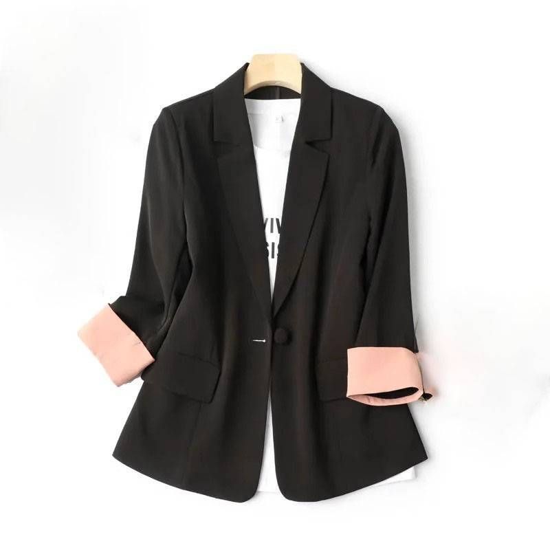 Veste de costume décontractée à manches trois-quarts pour femme, style fin, tempérament, petit costume_voghion.com