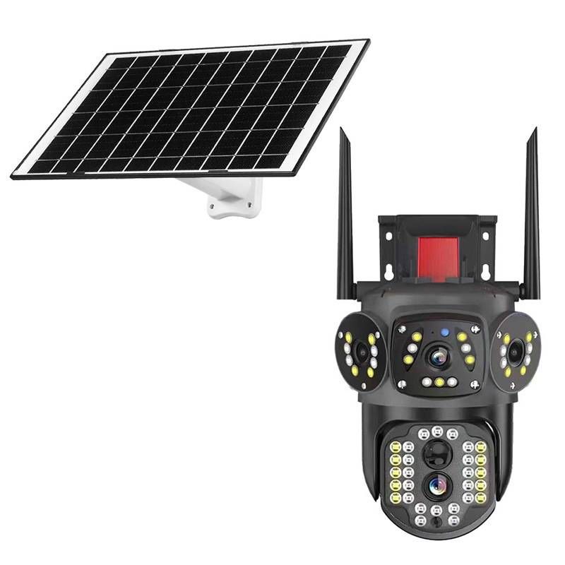 Camere de securitate V380Pro, cameră de supraveghere solară, viziune nocturnă pentru exterior, cameră de rețea HD cu trei ecrane_voghion.com