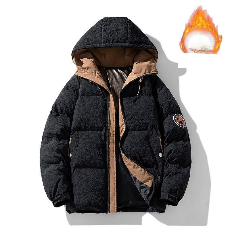 Veste d'hiver matelassée à capuche pour homme et femme - Manteau chaud doublé polaire, vêtement d'extérieur tendance unisexe pour un style urbain décontracté (noir, rose, beige)_voghion.com