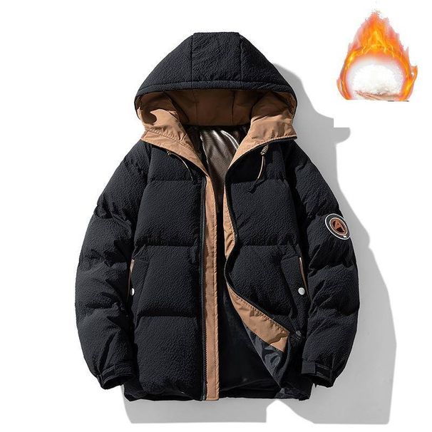 Veste d'hiver matelassée à capuche pour homme et femme - Manteau chaud doublé polaire, vêtement d'extérieur tendance unisexe pour un style urbain décontracté (noir, rose, beige)_voghion.com