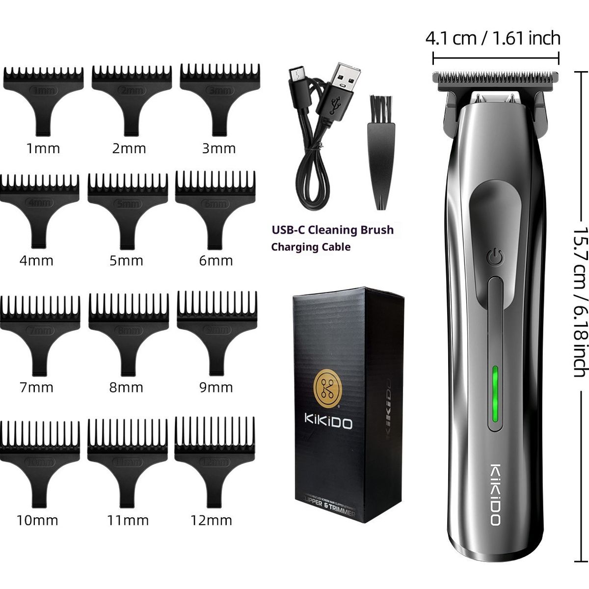 Tondeuse à cheveux à lame en céramique - Tondeuse de barbier rechargeable avec tête amovible et lavable, moteur silencieux et autonomie de 3 heures pour le soin et la coiffure des hommes_voghion.com