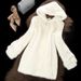 Cappotto con cappuccio in visone sintetico da donna – Giacca invernale di media lunghezza con dettagli in filo metallico (capospalla bianco, elegante e perfetto per l'ufficio)_voghion.com