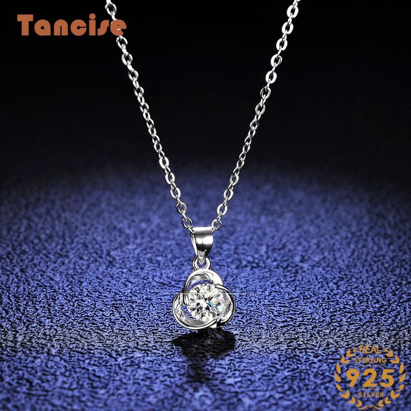 Tancise Colier cu pandantiv Moissanite din argint cu personalitate de lux Cadou clasic de petrecere pentru femei_voghion.com