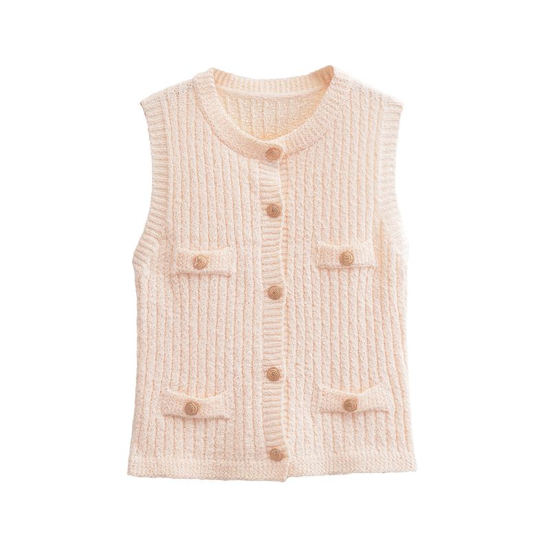 Top lavorato a maglia a otto gambe, stile piccolo profumato, scollo rotondo, autunno/inverno 2024 da donna_voghion.com