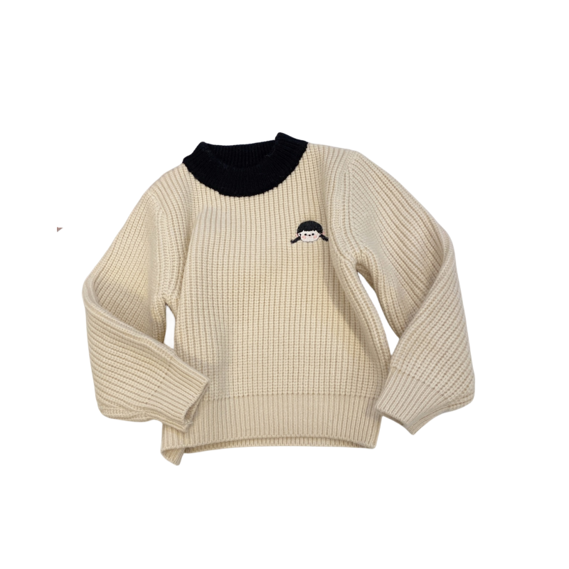 Trendy girls thick embroidered sweater new fashionable children's fall and winter pullover knit comfortable bottoming shirt_voghion.com