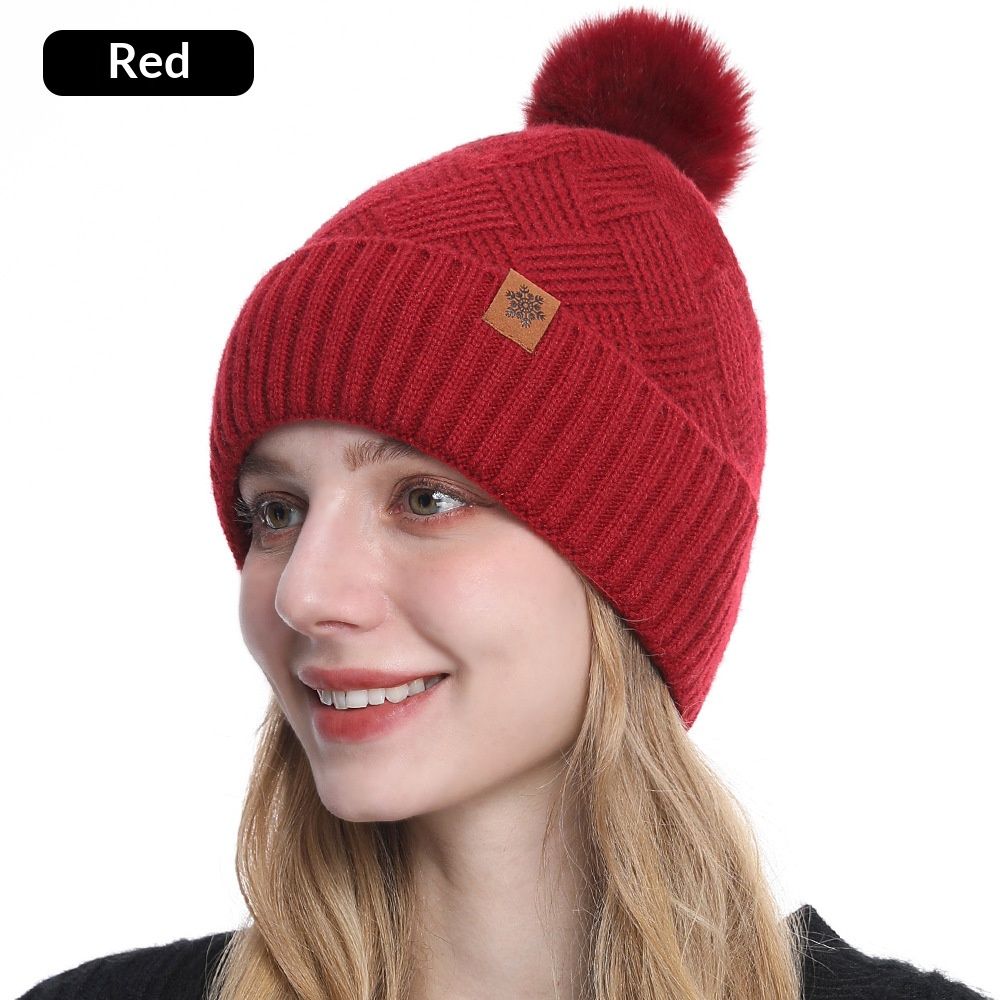 Set da 3 pezzi di cappello, sciarpa, guanti e scaldacollo da donna in maglia, caldo invernale, in peluche a doppio strato, con motivo a rombi_voghion.com